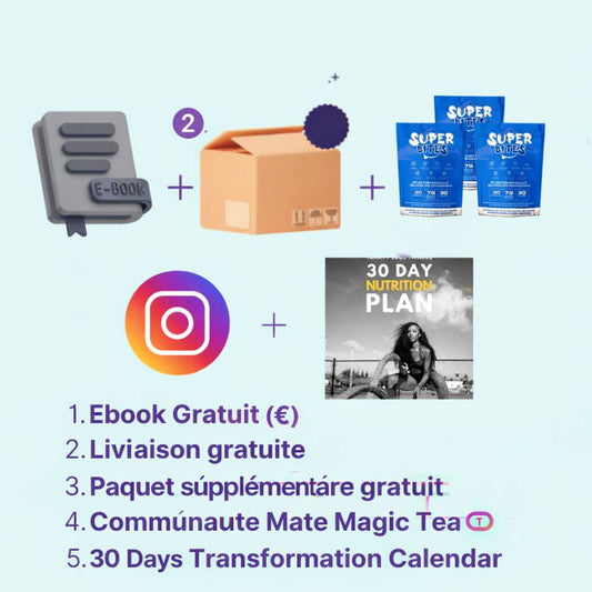 1× eBook + 3× boîtes offertes + accès à la communauté masculine SuperBites + livraison prioritaire gratuite + calendrier de transformation de 30 jours
